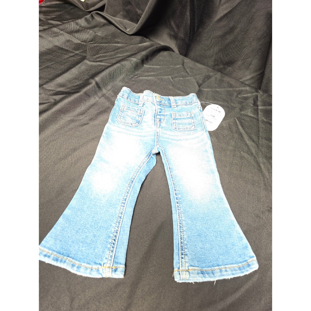 Wonder Nation Baby Girl Flare Jeans Medium Enzyme Wash Blue Denim 12M NWT